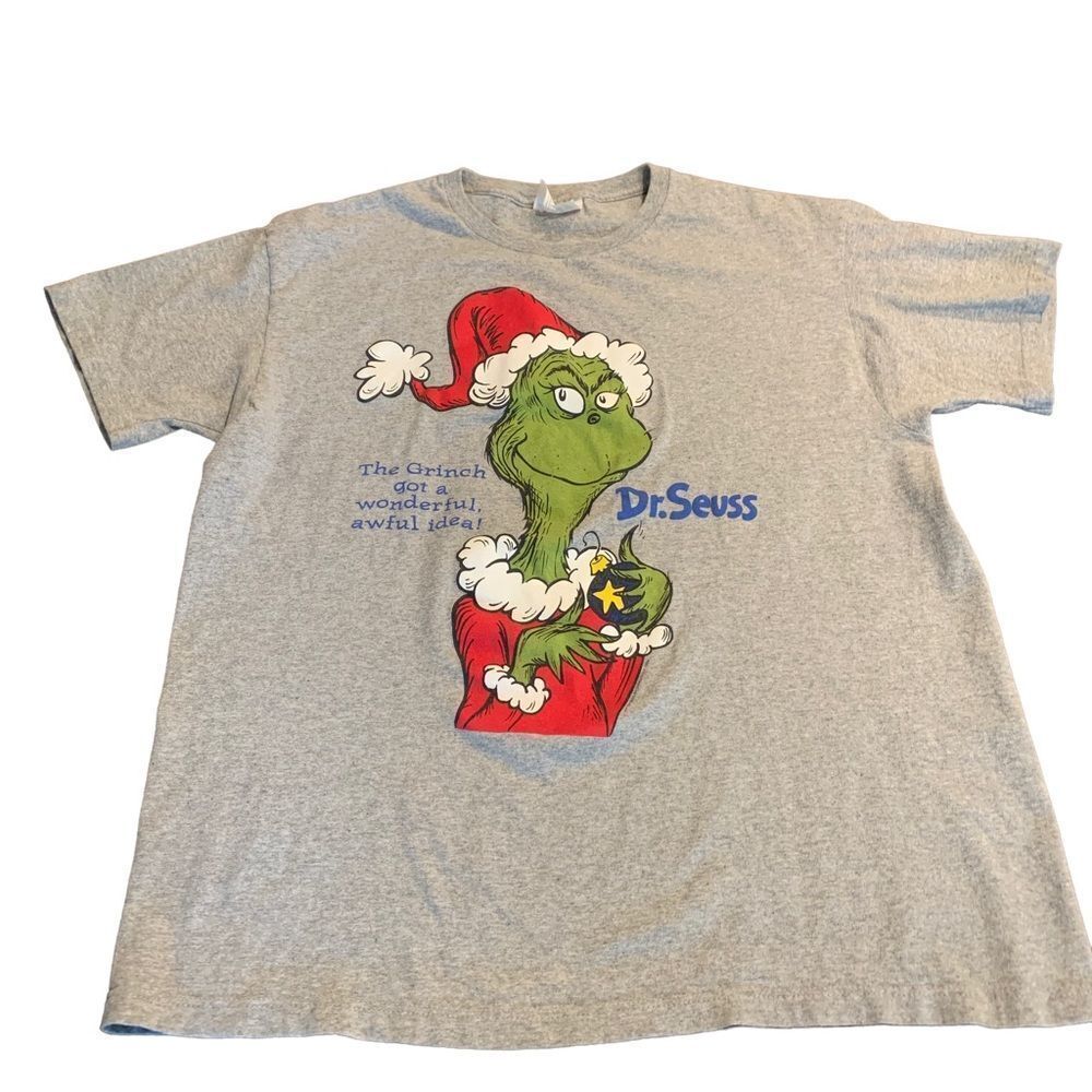 Dr Seuss The Grinch Short Sleeve Gray T-Shirt Large Jr